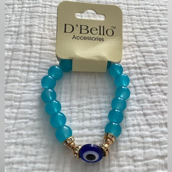 NWT stretch bracelet aqua blue beads, protection - Picture 4 of 4